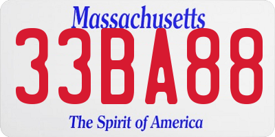 MA license plate 33BA88
