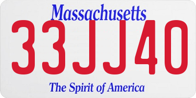 MA license plate 33JJ40