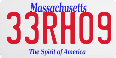 MA license plate 33RH09