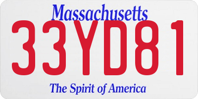 MA license plate 33YD81