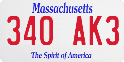 MA license plate 340AK3