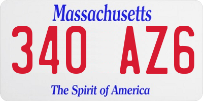MA license plate 340AZ6