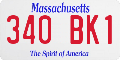 MA license plate 340BK1