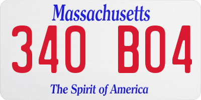 MA license plate 340BO4