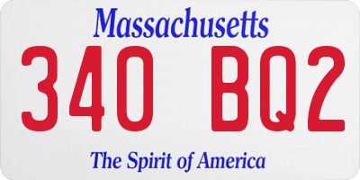 MA license plate 340BQ2