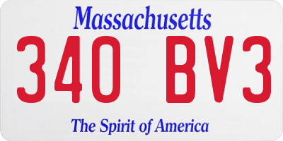 MA license plate 340BV3