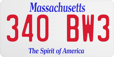 MA license plate 340BW3