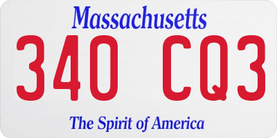 MA license plate 340CQ3