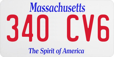 MA license plate 340CV6