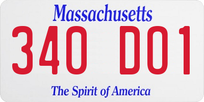 MA license plate 340DO1