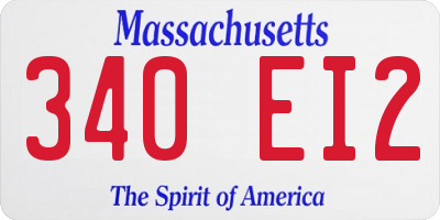 MA license plate 340EI2