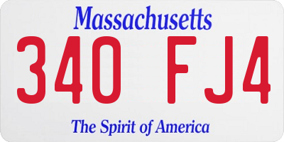 MA license plate 340FJ4