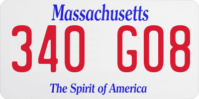 MA license plate 340GO8