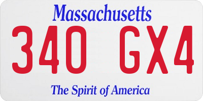 MA license plate 340GX4