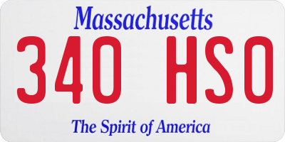 MA license plate 340HS0