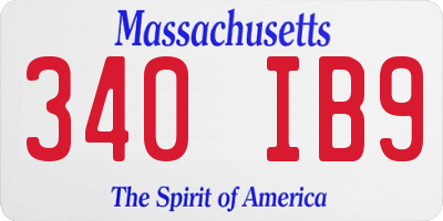 MA license plate 340IB9