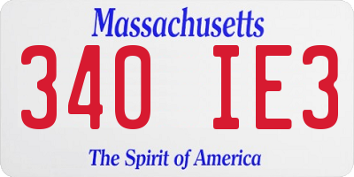 MA license plate 340IE3