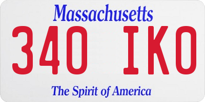 MA license plate 340IK0