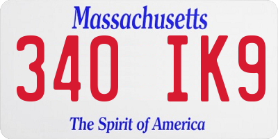 MA license plate 340IK9