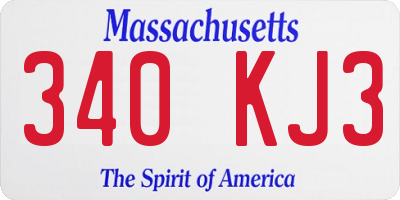 MA license plate 340KJ3