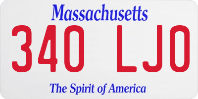 MA license plate 340LJ0