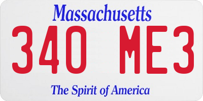 MA license plate 340ME3