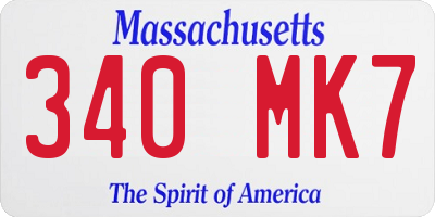 MA license plate 340MK7