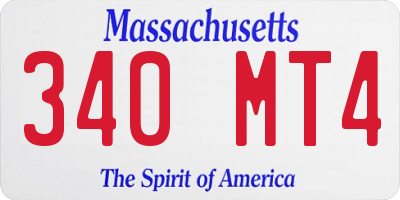 MA license plate 340MT4