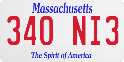 MA license plate 340NI3