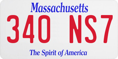 MA license plate 340NS7