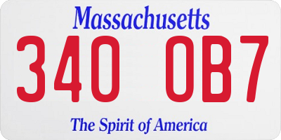 MA license plate 340OB7