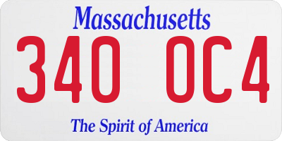 MA license plate 340OC4