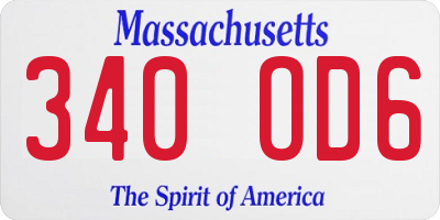 MA license plate 340OD6