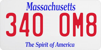 MA license plate 340OM8
