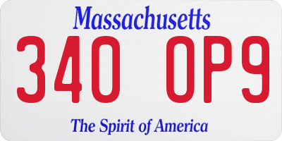 MA license plate 340OP9