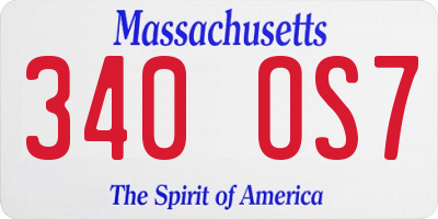 MA license plate 340OS7
