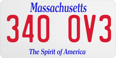 MA license plate 340OV3