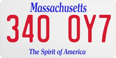 MA license plate 340OY7