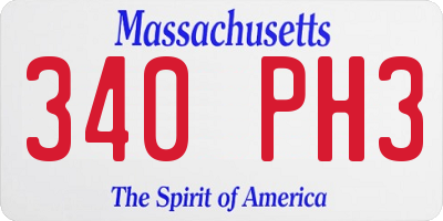 MA license plate 340PH3