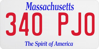 MA license plate 340PJ0