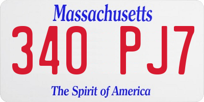 MA license plate 340PJ7