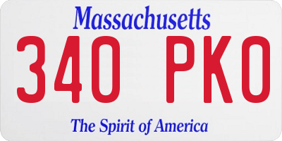 MA license plate 340PK0