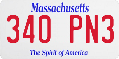 MA license plate 340PN3
