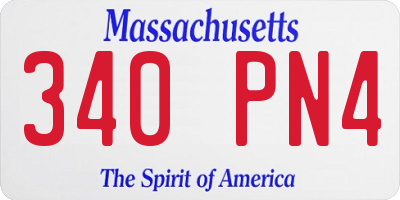 MA license plate 340PN4