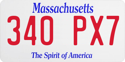 MA license plate 340PX7