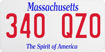 MA license plate 340QZ0