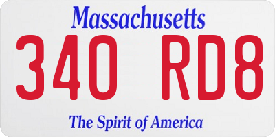 MA license plate 340RD8