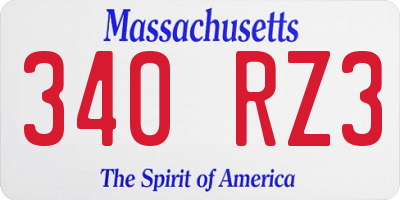 MA license plate 340RZ3