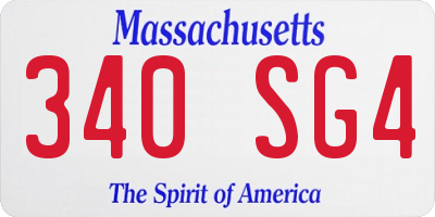 MA license plate 340SG4