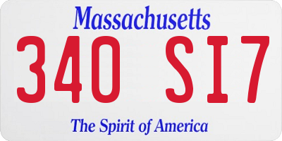 MA license plate 340SI7